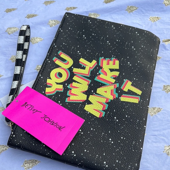 New Betsey Johnson Zippered YOU WILL MAKE IT Wristlet Pouch - Picture 3 of 13